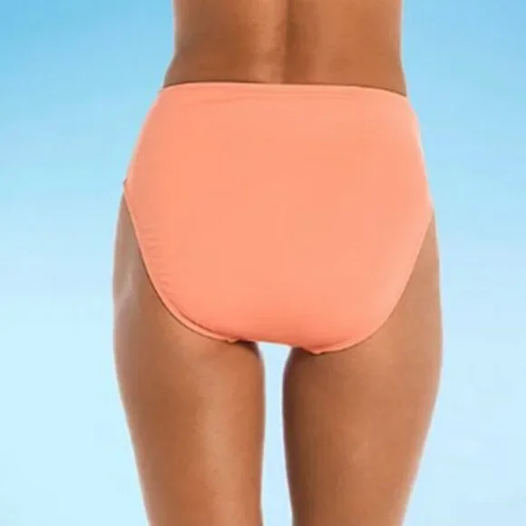 Mynah - Women's Stretch Fabric Lined High Waist Bikini Swimsuit Bottom in Coral﻿ - Picture 8 of 8